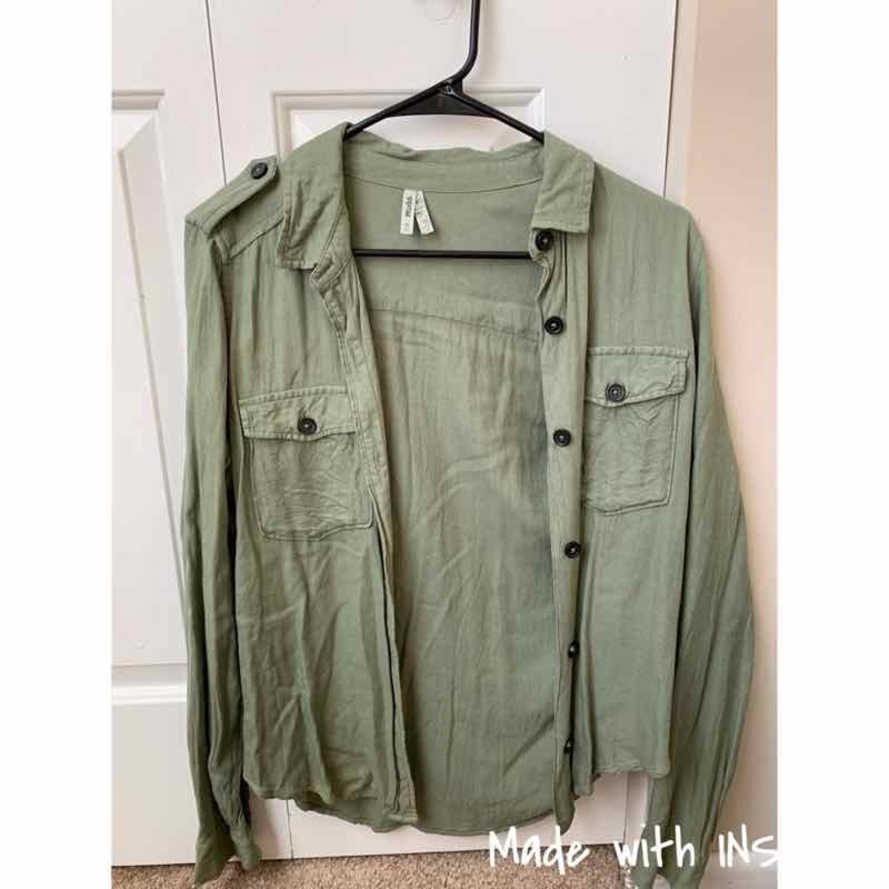 Green button up